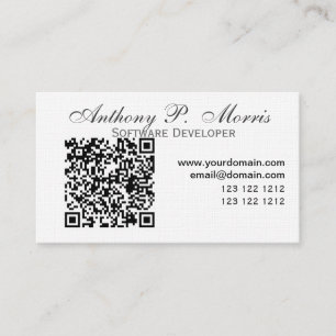 QR Code TECH Appeal  Minimal Simple White Business Card