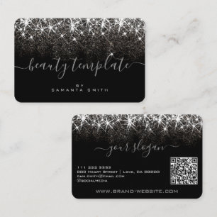QR Code Template Luminous Platinum Silver Beauty Business Card