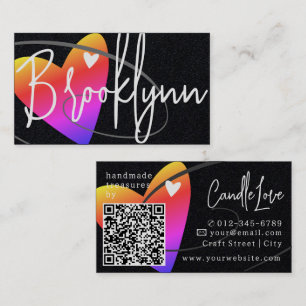 QR Code Template Rainbow Made Love Heart Crafters Business Card