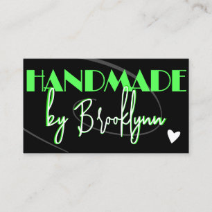 QR Code Template Stylish Green Handmade Heart Business Card