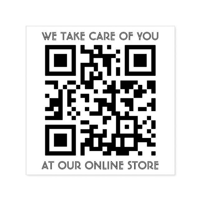 QR Code Template With Any Text Self-inking Stamp (Design)