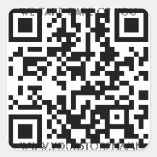 QR Code Template With Any Text Square Sticker