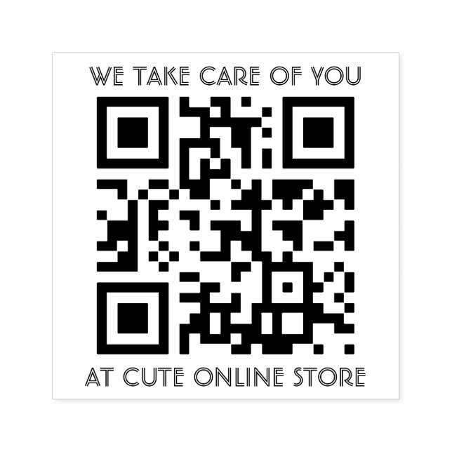 QR Code Template With Text Wood Stamp (Imprint)