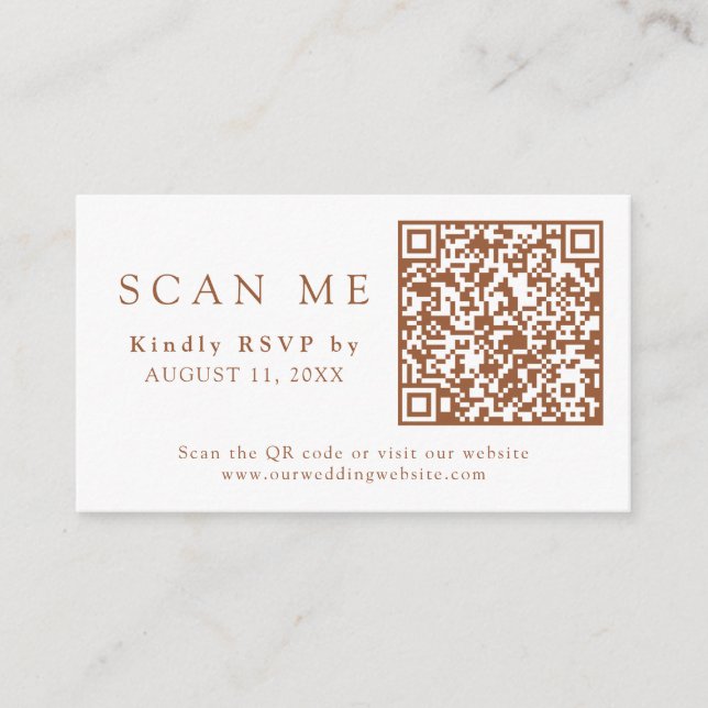 QR Code Terracotta Wedding Wedding RSVP Enclosure  Card (Front)