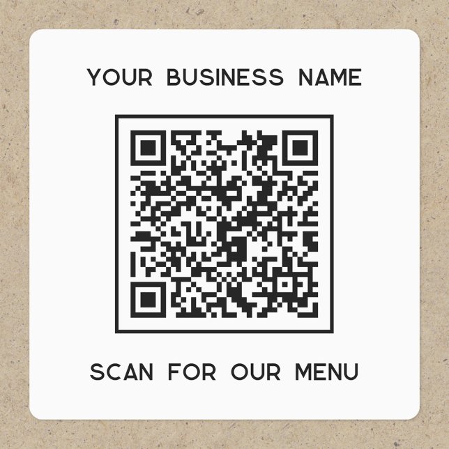 QR Code Text Business Scan for Menu (Small business menu QR code and text sticker)