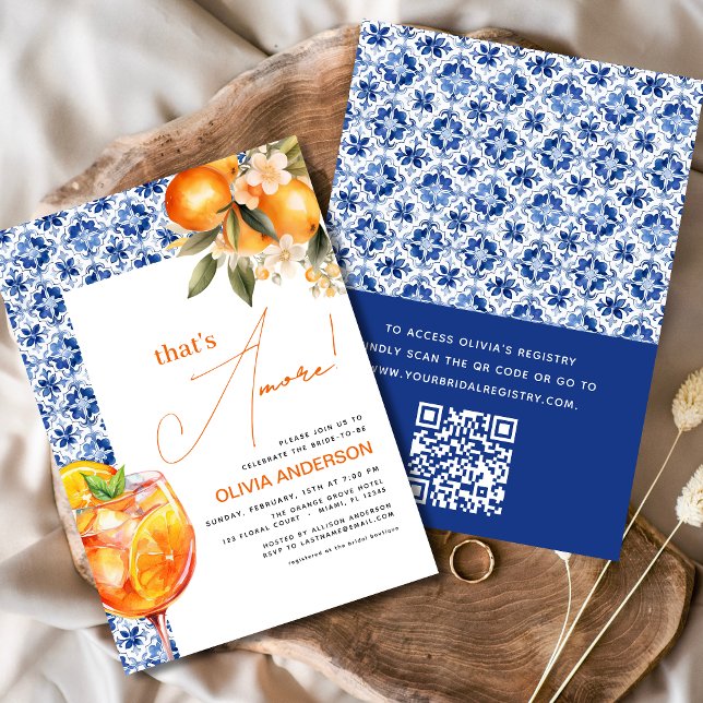 QR Code That's Amore Spritz Bridal Shower Invitation (Creator Uploaded)