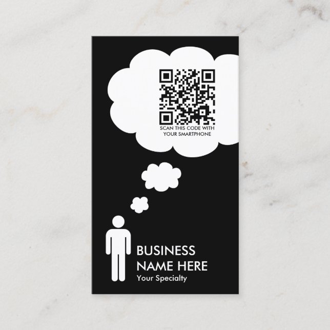 qr code thought bubble business card (Front)