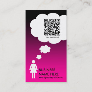 qr code thought bubble (pink fade) business card