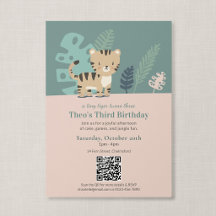 QR Code Tiny Tiger Soft Jungle Kids Birthday