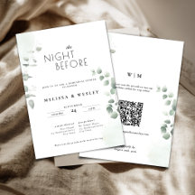 QR Code Trendy Greenery Rehearsal Wedding