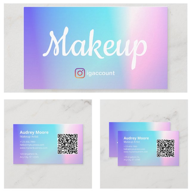 QR Code Trendy Makeup Artist Business Card (QR Code Trendy Makeup Artist Business Card
)