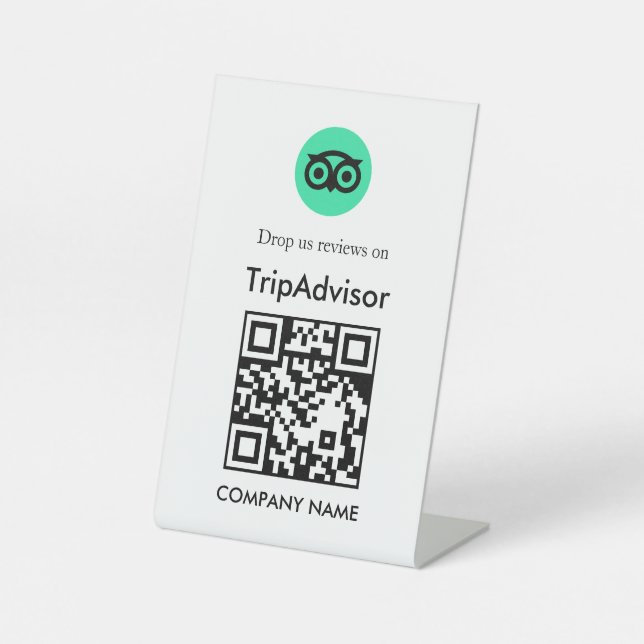 QR Code Tripadvisor Review Tabletop Style Pedestal Sign (Front)