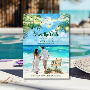 QR Code Tropical Beach Save The Date Destination Invitation