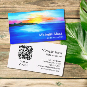 QR code Tropical Beach Yoga Instructor Business Card