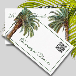  QR Code Tropical Palm Tree Green Professional   Business Card