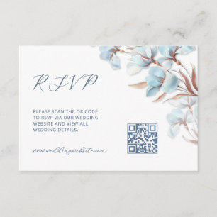QR Code Turquoise Floral Enclosure Card