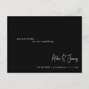 QR Code Ultra Contemporary B/W Wedding Invitation Postcard