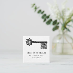 QR Code Unique Real Estate Scannable Key Square Business Card