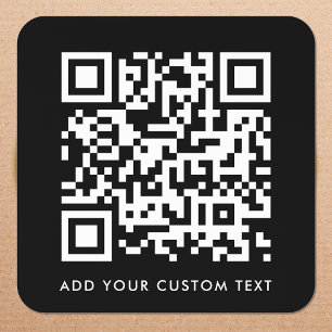 QR Code Upload Black Minimalist Simple Scan Me Square Sticker