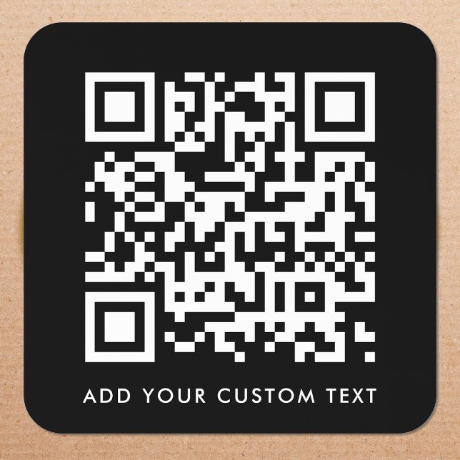 QR Code Upload | Black Minimalist Simple Scan Me Square Sticker (Editable URL sticker direct to any website or social page)