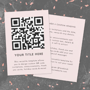 QR Code Upload   Blush Pink Modern Minimalist Invitation