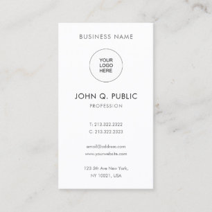 QR Code Upload Logo Modern Elegant Simple Vertical Business Card