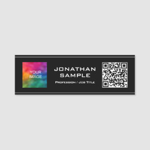 QR Code Upload Member Photo or Your Logo Here Name Tag