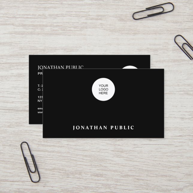 QR Code Upload Your Logo Black And White Template Business Card (Front/Back In Situ)