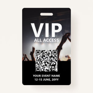 Qr Code VIP All Access Pass Custom Event ID Badge