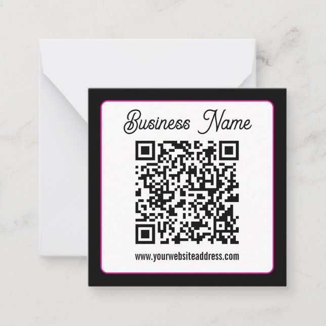 QR Code w/Script Cursive Handwriting Card (Front)