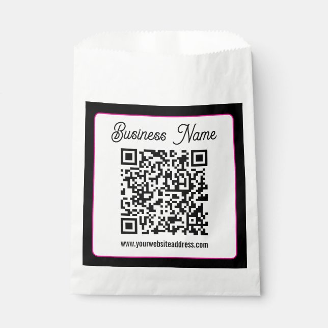 QR Code w/Script Cursive Handwriting Favour Bag (Front)