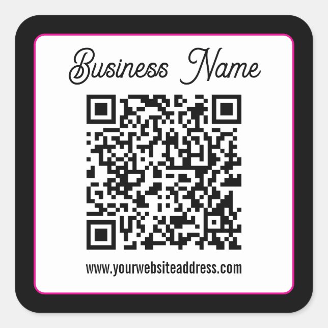 QR Code w/Script Cursive Handwriting Square Sticker (Front)