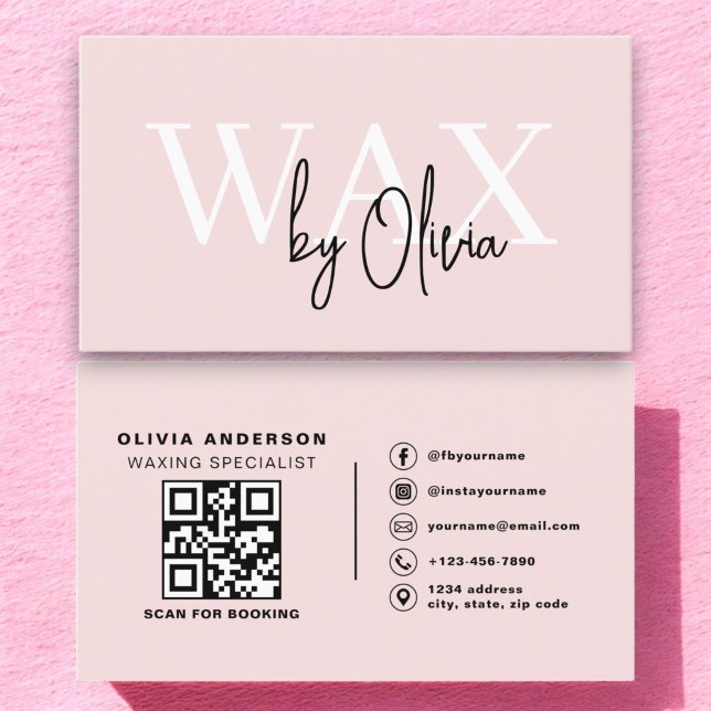QR Code Wax Specialist Aesthetician Blush Pink  Business Card (Creator Uploaded)