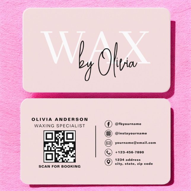 QR Code Wax Specialist Aesthetician Blush Pink  Business Card (Creator Uploaded)