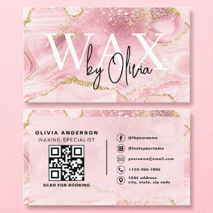 QR Code Wax Specialist Esthetician Agate Pink Business Card