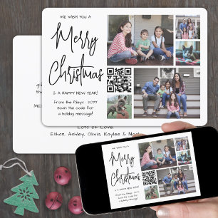 QR Code We Wish You a Merry Christmas 5 Photo Holiday Card