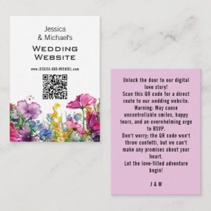 💗 QR code + Website address Meadow Blooms Enclosure Card