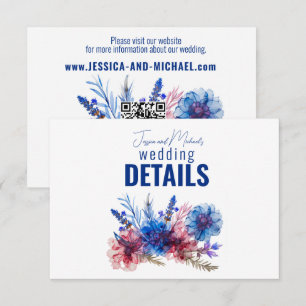 💍QR code + website Cornflowers and Lavender RSVP  Enclosure Card