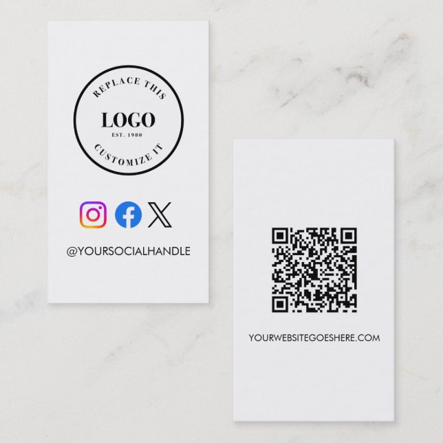 QR code website Custom logo Business Social Media  Business Card (Front/Back)