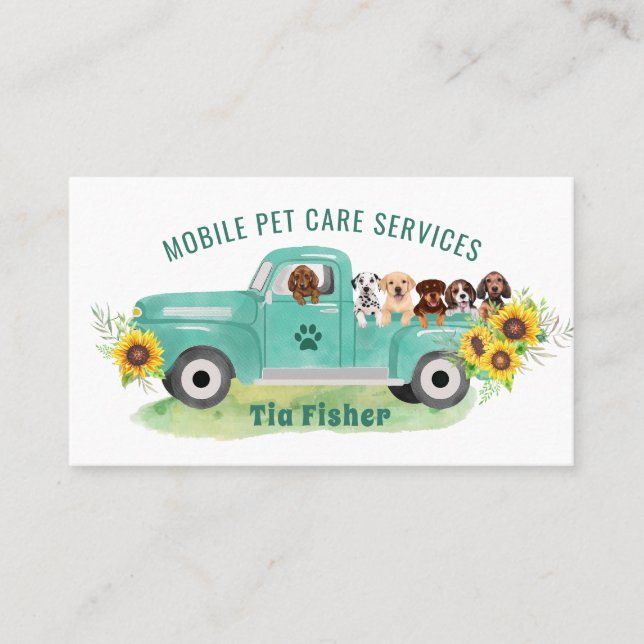 QR Code Website Dog Grooming  Business Card (Front)