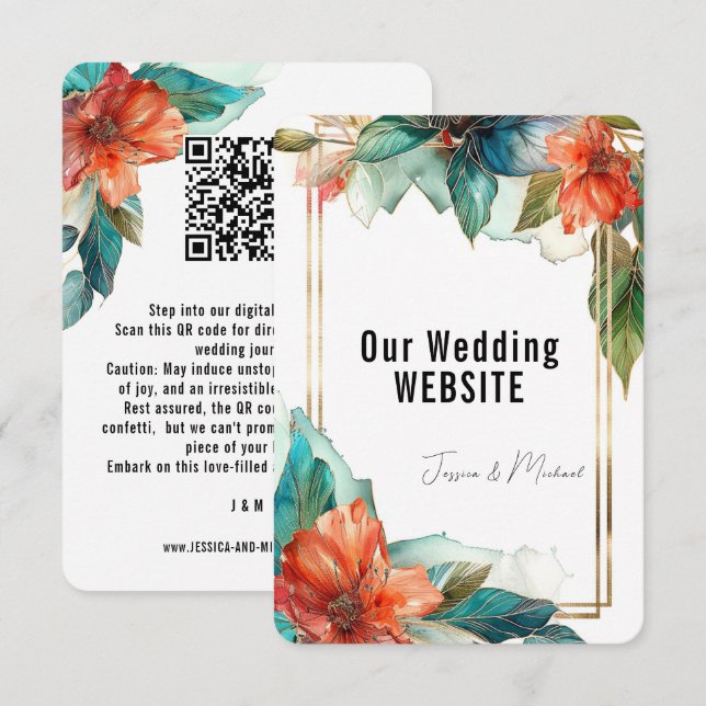 QR code  + website Hibiscus Serenade Paradise Enclosure Card (Front/Back)