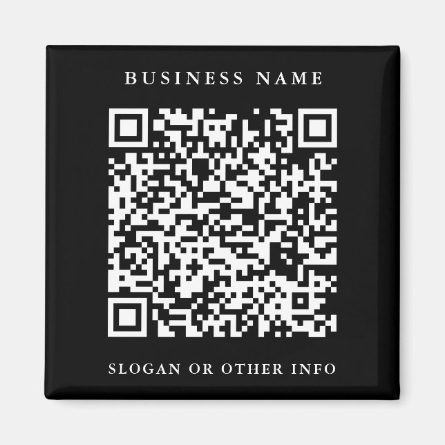 QR Code Website Link Black Simple Business  Magnet (Front)
