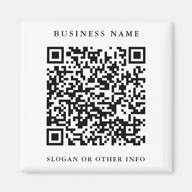 QR Code Website Link Black & White Business  Magnet (Front)
