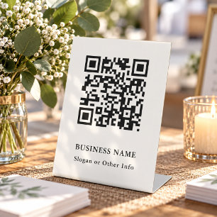 QR Code Website Link Black & White Modern Business Pedestal Sign