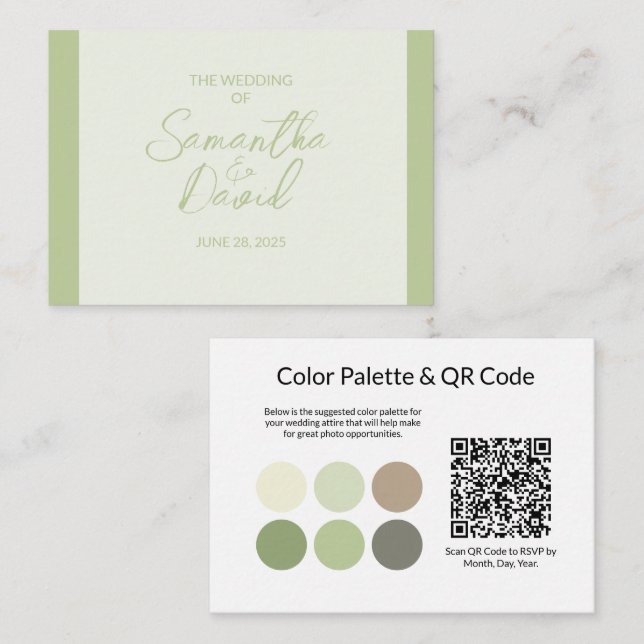QR Code Wedding Attire Sage Enclosure Card (Front/Back)