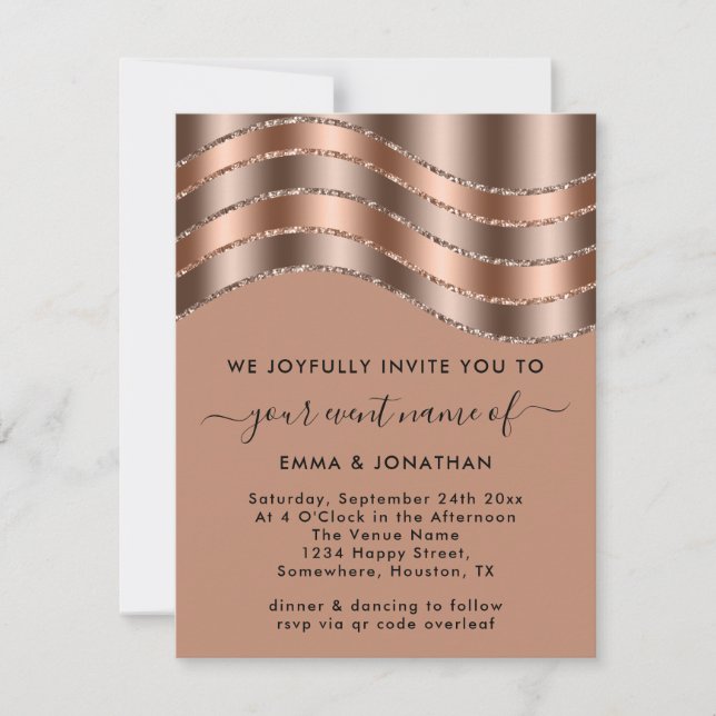 QR Code Wedding Bridal Shower Birthday Rose Gold (Front)