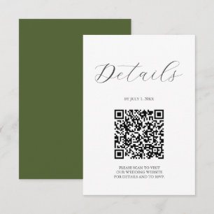 QR code Wedding Details Moss Green RSVP Card