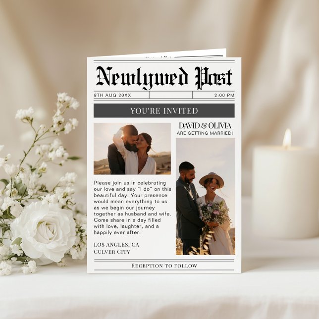 QR Code Wedding Details Newspaper Wedding Invitation (Creator Uploaded)
