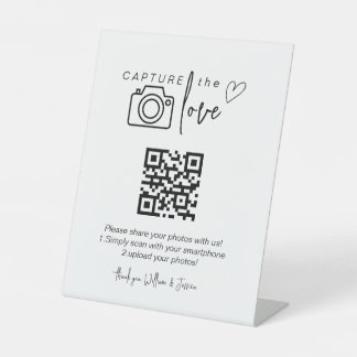 QR Code Wedding Photo Sharing Pedestal Sign
