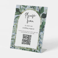 QR code wedding program Modern Botanical Greenery 